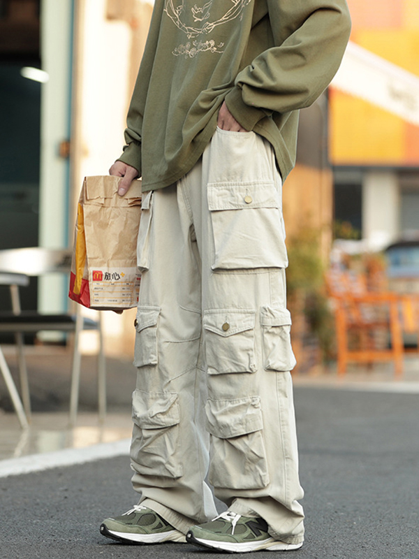Lose Cargohose mit Vintage-Tasche für Herren-2