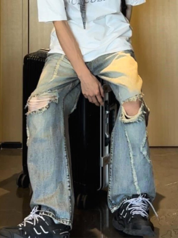 Herren-Jeans aus Distressed-Denim mit lockerer Passform-1