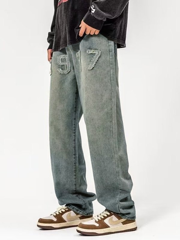 Verwaschene Herrenjeans mit Distressed-Applikation-2