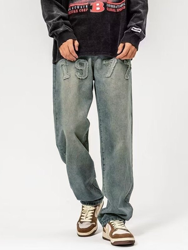 Verwaschene Herrenjeans mit Distressed-Applikation-3