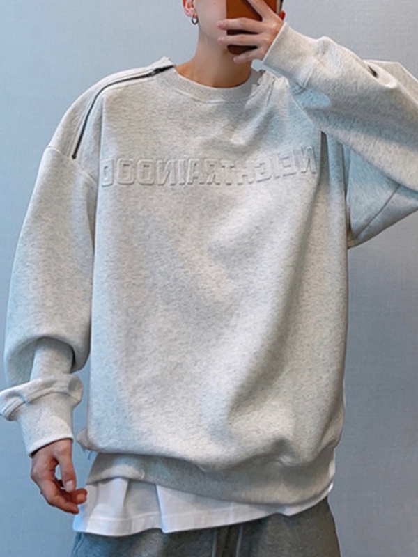 Herren-Sweatshirt mit dreidimensionalem Buchstabendruck und überschnittener Schulter-3