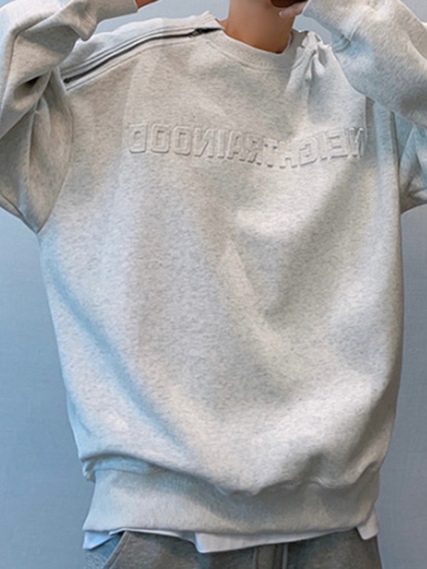 Herren-Sweatshirt mit dreidimensionalem Buchstabendruck und überschnittener Schulter-4