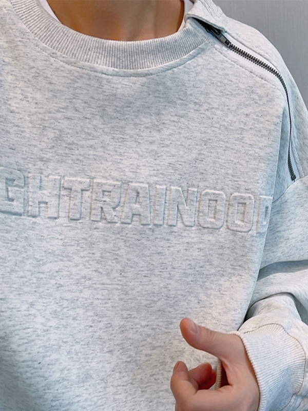 Herren-Sweatshirt mit dreidimensionalem Buchstabendruck und überschnittener Schulter-1