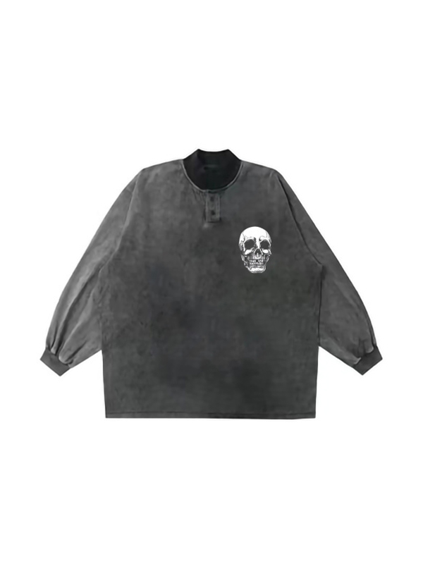 Herren-Sweatshirt mit Distressed-Kragen-Ausschnitt und Kreuzdruck-1