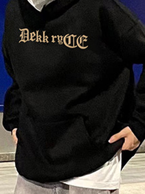 Übergroßer Kapuzenpullover mit Vintage-Buchstabenmuster für Herren-1