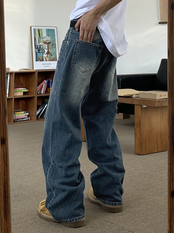 Gewaschene, lockere Jeans für Herren-1