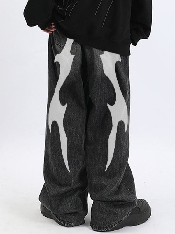 Lockere Jeans mit verwaschenem Cool-Print für Herren-1