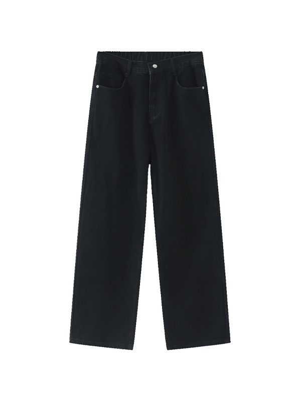 Lockere Herrenjeans in schwarzer Waschung mit elastischem Bund-4