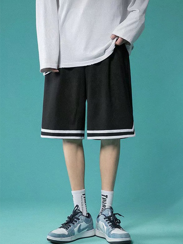 Dünne Herren-Shorts mit Kontraststreifen-1