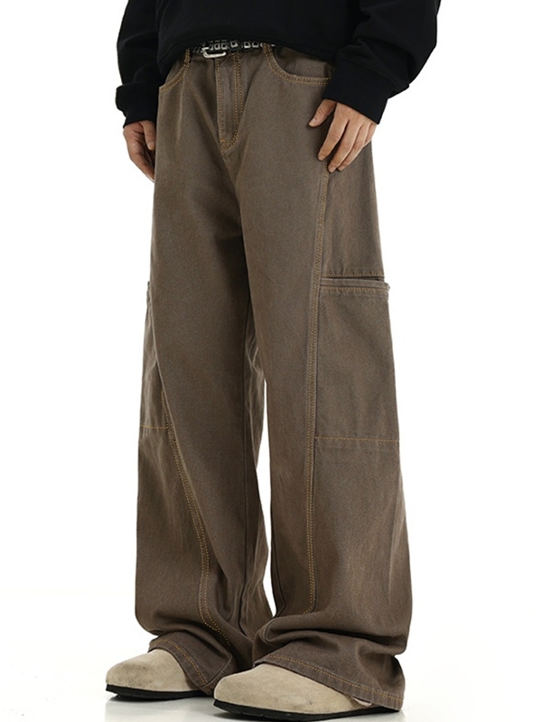 Lose Herrenjeans mit großen Taschen und Klappendetail-3