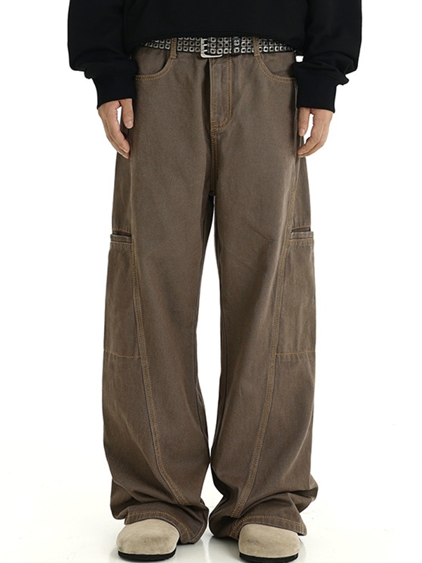 Lose Herrenjeans mit großen Taschen und Klappendetail-2