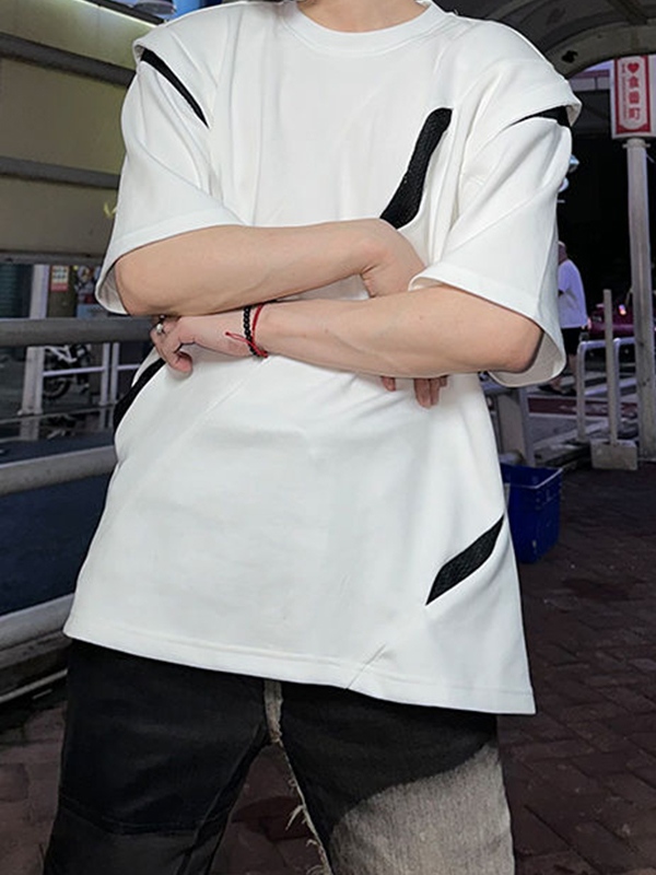 Kurzarm-T-Shirt mit Schulterpolster für Herren im Deconstructed Design-2