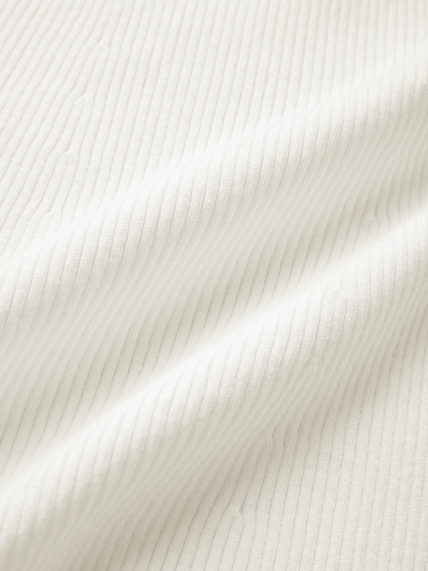 Einfarbiges, geripptes A-Linien-Strick-Minikleid mit V-Ausschnitt-8
