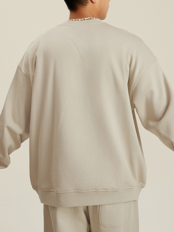 Einfarbiges Herren-Sweatshirt mit Rundhalsausschnitt-2