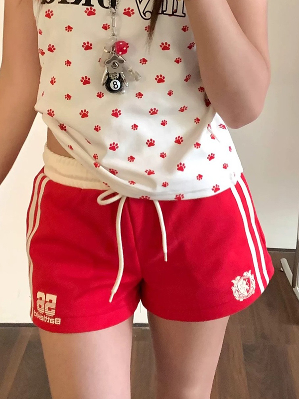 Hot Girl Freizeitshorts mit Farbblock und Kordelzug-1