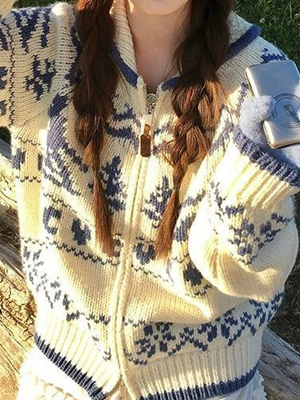 Fair Isle Weihnachtsbaum Blumen Strickjacke Strickjacke-3