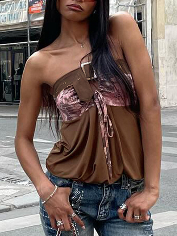 Hot Girl Style Drill Buckle Trägerloses Bandeau-Top-4