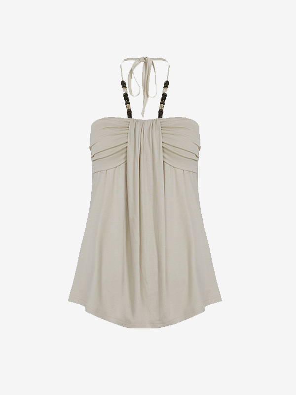 Neckholder-Top im Retro-Stil mit Perlen-2