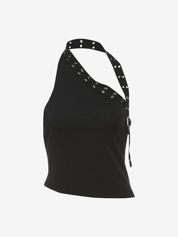 Eng anliegendes Cami-Top mit Metalllöchern und schrägen Schultern-3