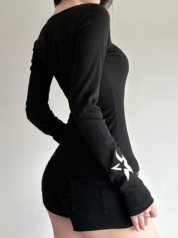 Langarmshirt im dunklen Sternen-Look-3