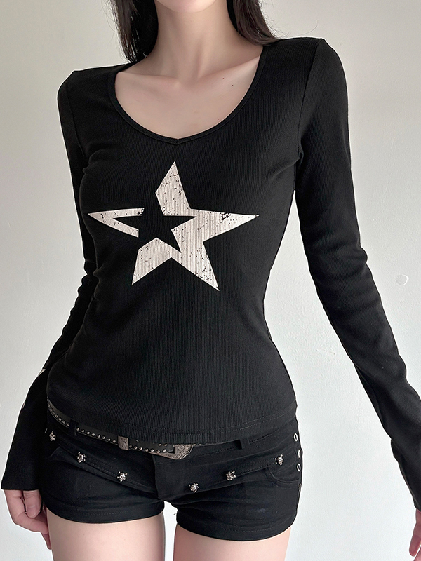 Langarmshirt im dunklen Sternen-Look-1