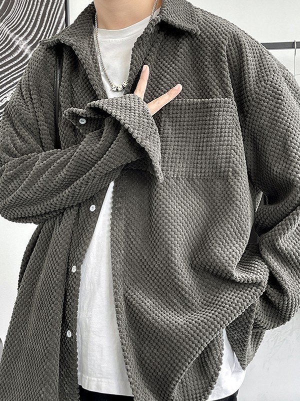 Cord-Hemdjacke mit langen Ärmeln für Herren-1