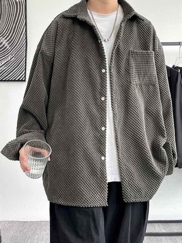 Cord-Hemdjacke mit langen Ärmeln für Herren-2