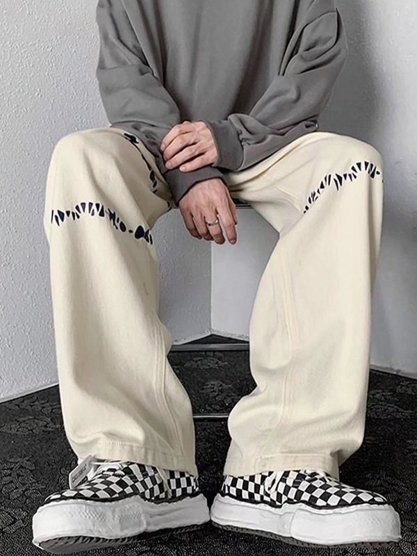 Lose Jeans mit Splash-Print für Herren-2