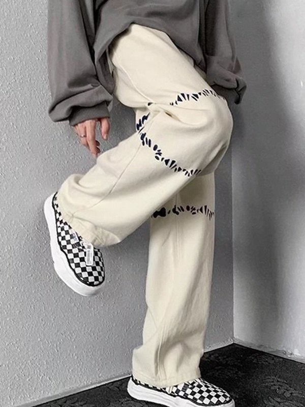 Lose Jeans mit Splash-Print für Herren-1