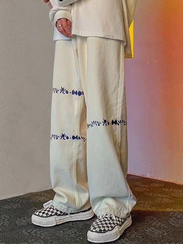 Lose Jeans mit Splash-Print für Herren-4