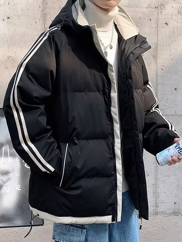 Wattierte Jacke mit Seitenstreifen und Kapuze für Herren-2