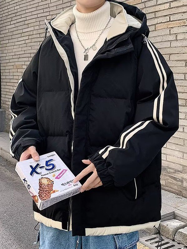 Wattierte Jacke mit Seitenstreifen und Kapuze für Herren-1