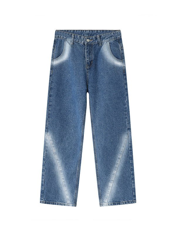 Herren-Jeans mit geradem Bein in Tie-Dye-Blau-4