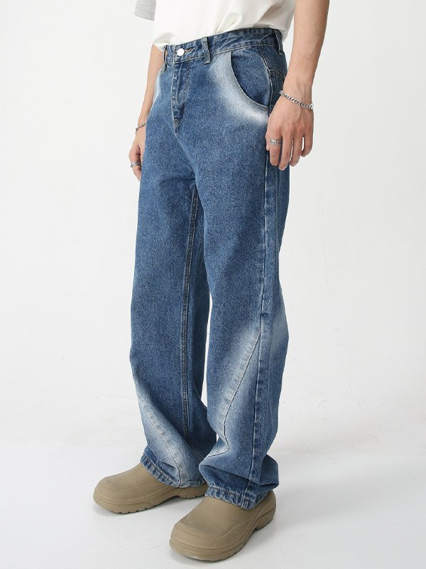 Herren-Jeans mit geradem Bein in Tie-Dye-Blau-1