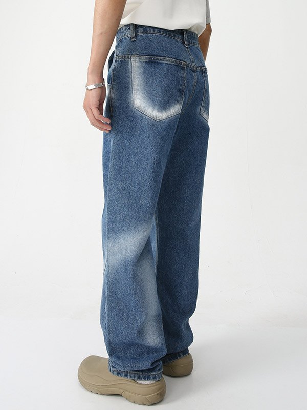 Herren-Jeans mit geradem Bein in Tie-Dye-Blau-2