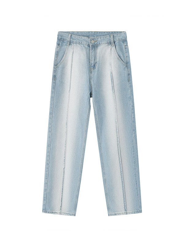 Herren-Jeans mit geradem Bein aus verwaschenem Denim mit Nähten-4