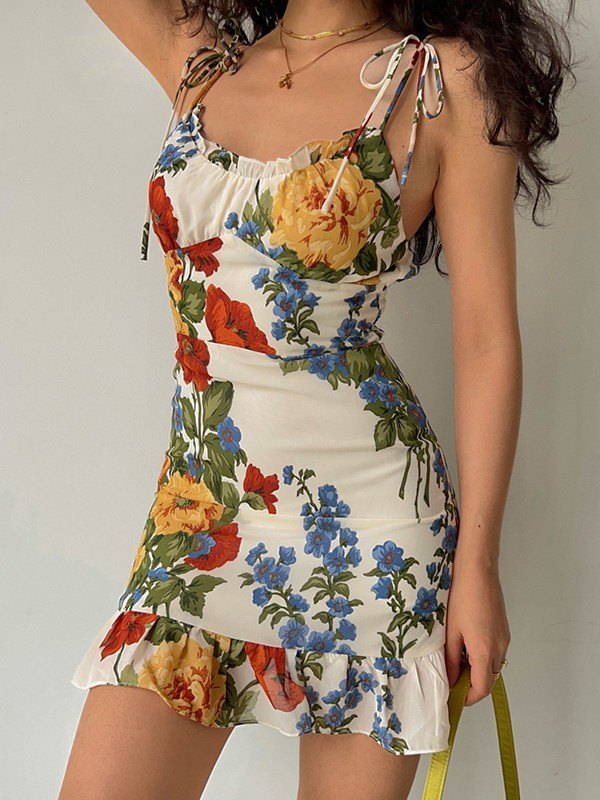 Gesmoktes Minikleid zum Binden-2