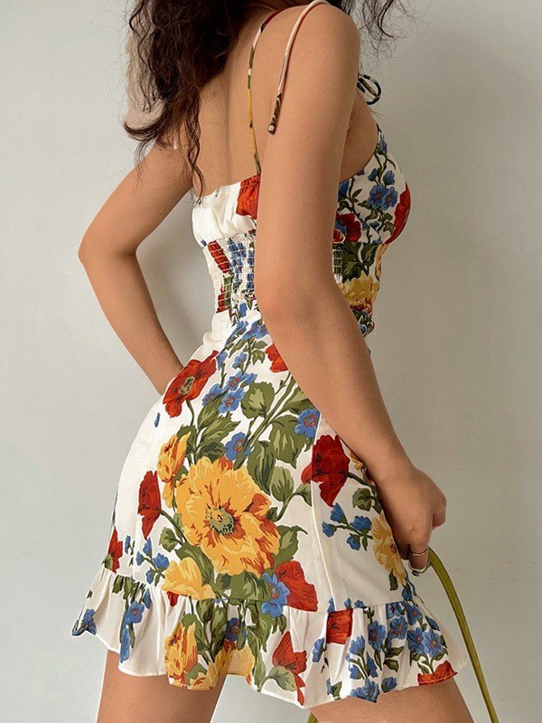 Gesmoktes Minikleid zum Binden-3