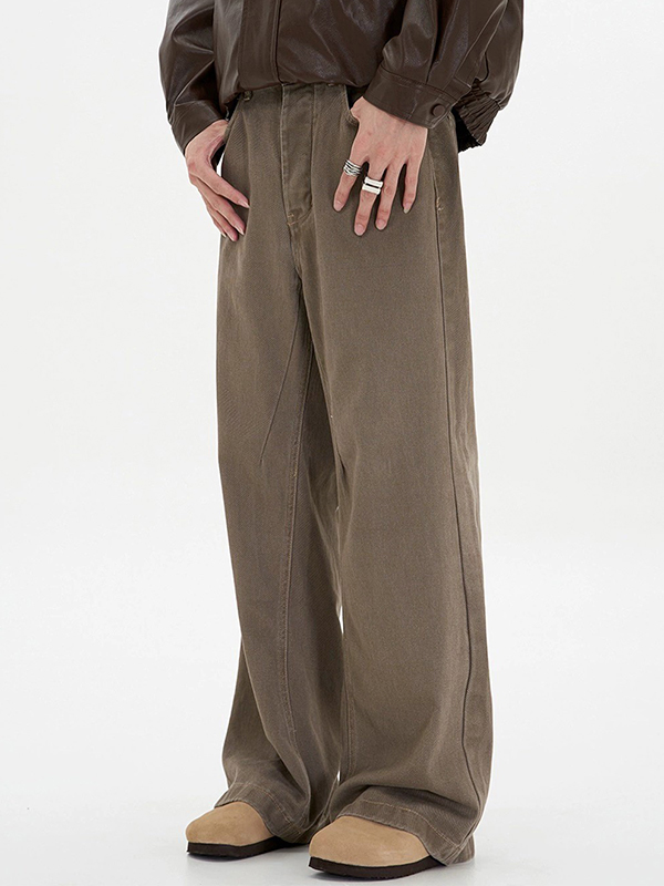 Lockere Vintage-Jeans für Herren in brauner Waschung-3