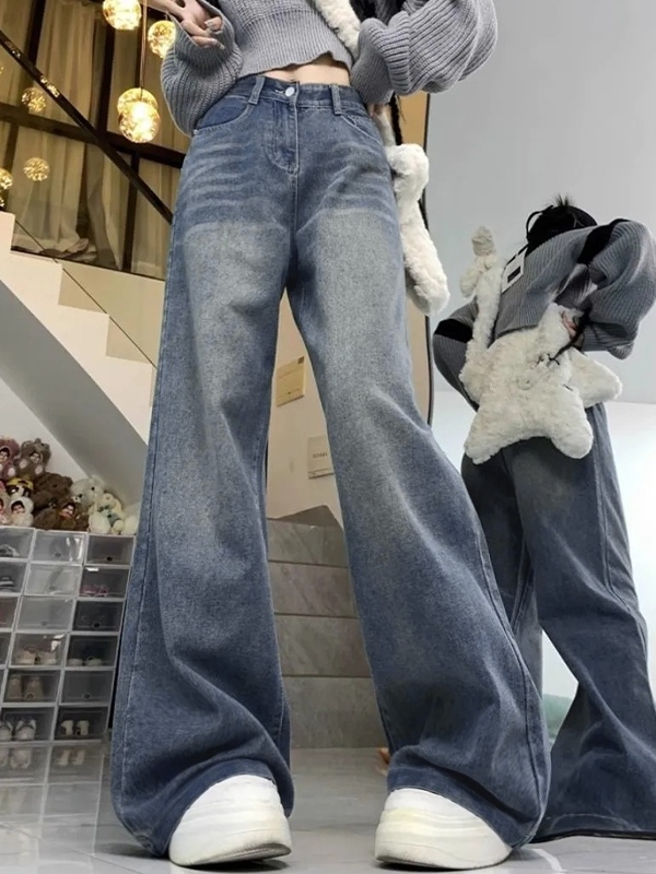 Blaue Vintage-Boyfriend-Jeans mit hohem Bund-3