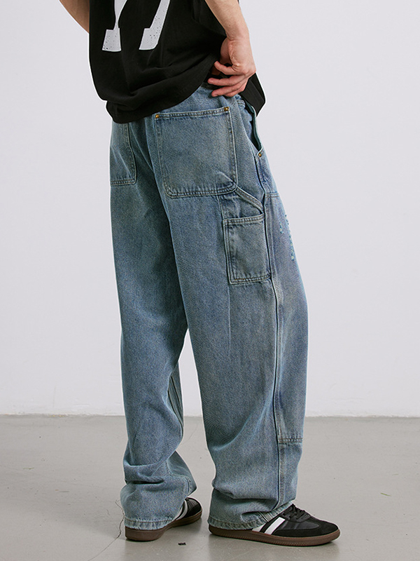 Gerade, lockere Jeans im verwaschenen Used-Look-4