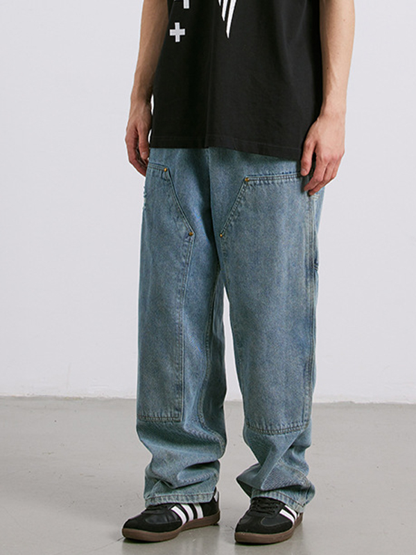 Gerade, lockere Jeans im verwaschenen Used-Look-3