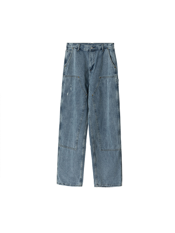 Gerade, lockere Jeans im verwaschenen Used-Look-6