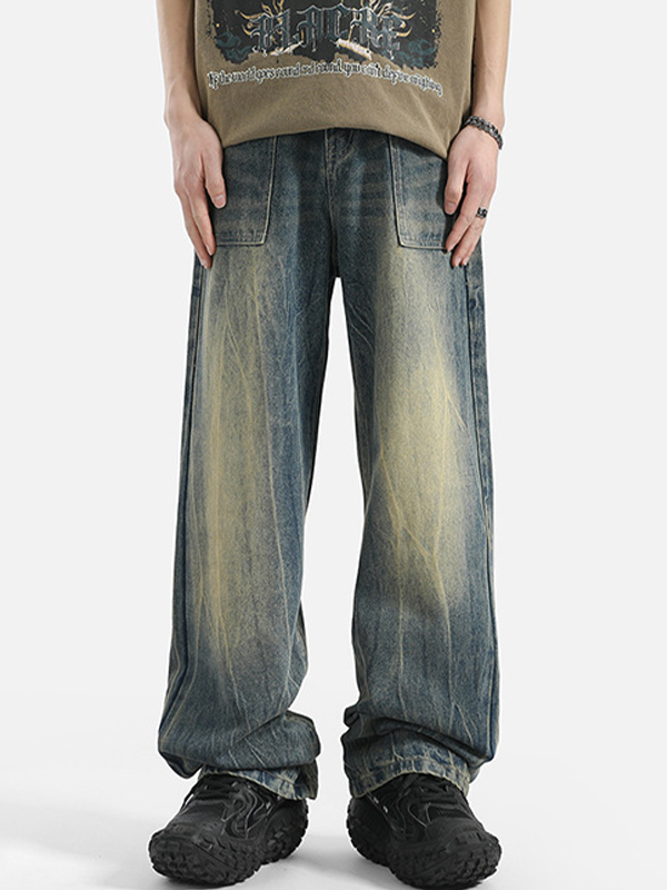 Verwaschene, lockere, gerade Passform mit leicht ausgestelltem Bein-1