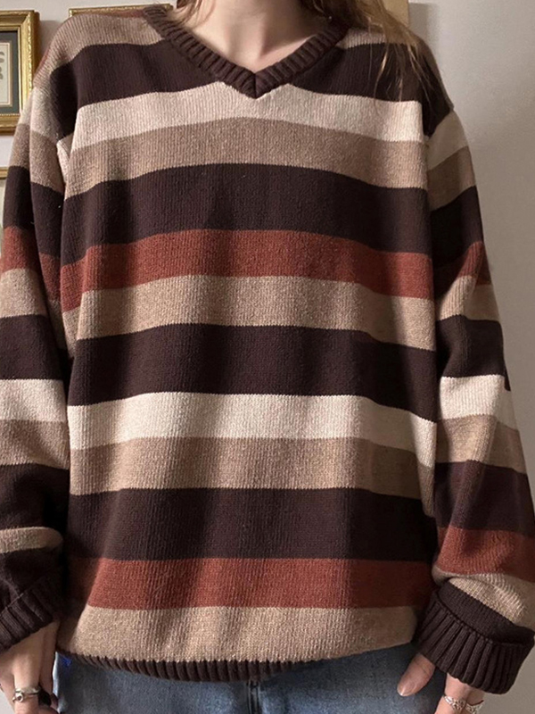 Retro Hottie braune Streifen Pullover-2