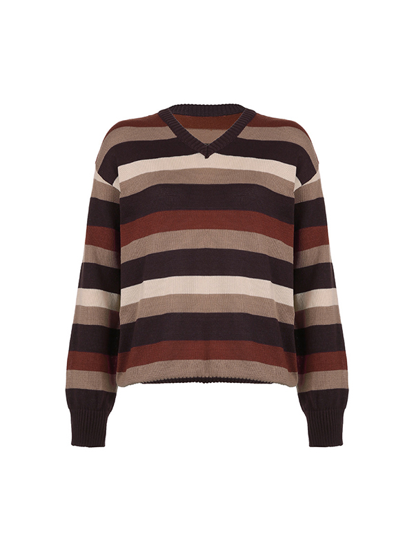 Retro Hottie braune Streifen Pullover-4