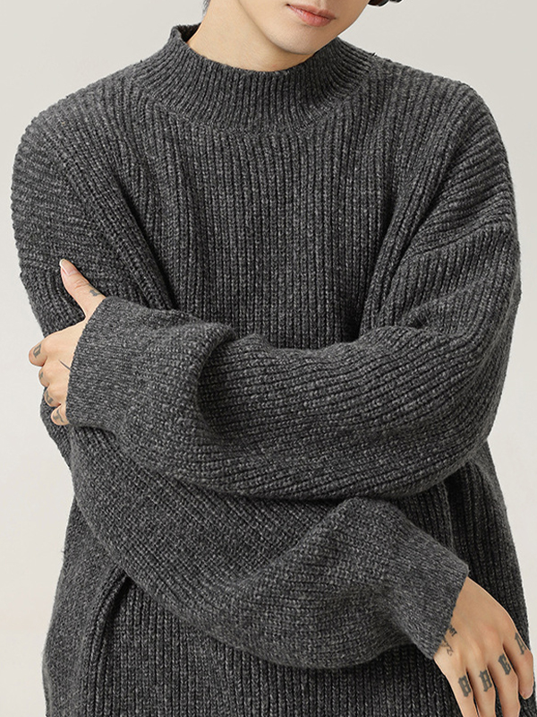 Retro-Rollkragenpullover mit dickem Stich-1