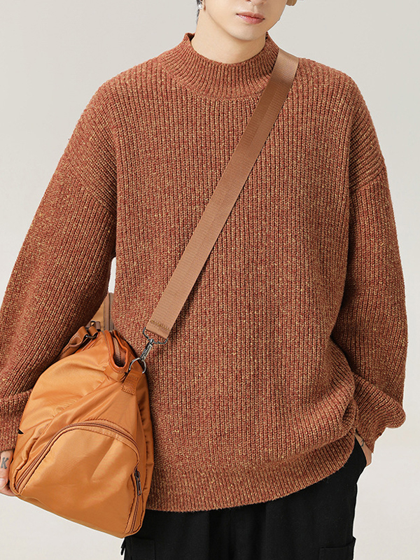 Retro-Rollkragenpullover mit dickem Stich-1