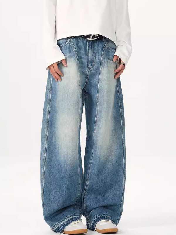 Lockere, verwaschene Machete-Jeans im dekonstruierten American Retro-Stil-1