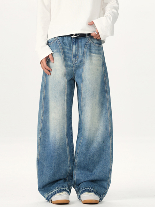 Lockere, verwaschene Machete-Jeans im dekonstruierten American Retro-Stil-2